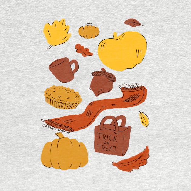 Autumn Themed Pattern - Fall Season - Cozy Seasonal Pattern by sheehanstudios